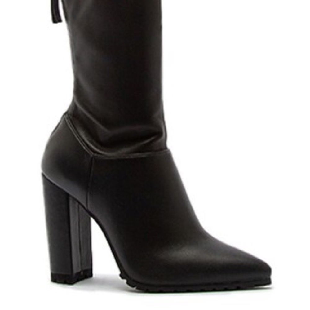 Qupid SIGNAL-145AX Faux Leather Over Knee Lug Boot - Picture 4 of 6